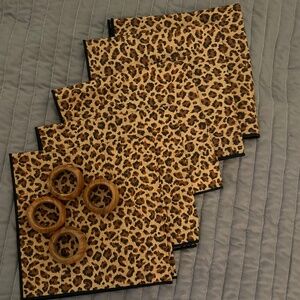 Animal Print Napkins with wood napkin rings